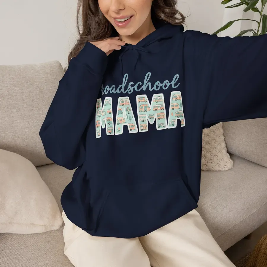 Roadschool Mama: Whimsical RV Education Design Funny Camping Hoodie