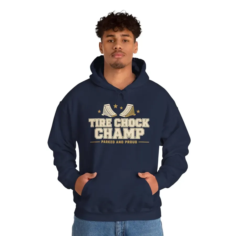 Tire Chock Champ Funny Camping Hoodie